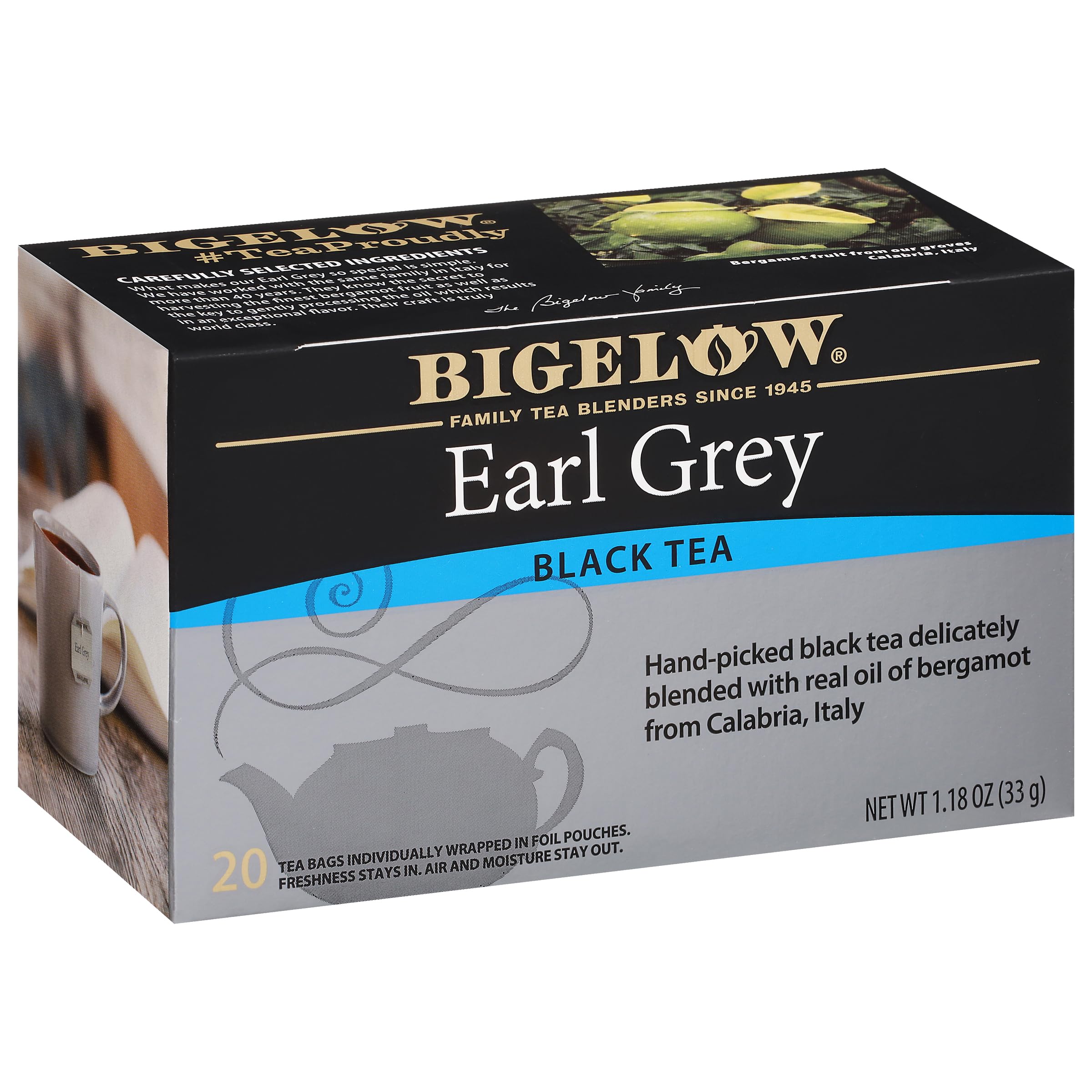Bigelow Tea Earl Grey Black Tea, Caffeinated Tea, 20 Total Tea Bags (Pack of 1)