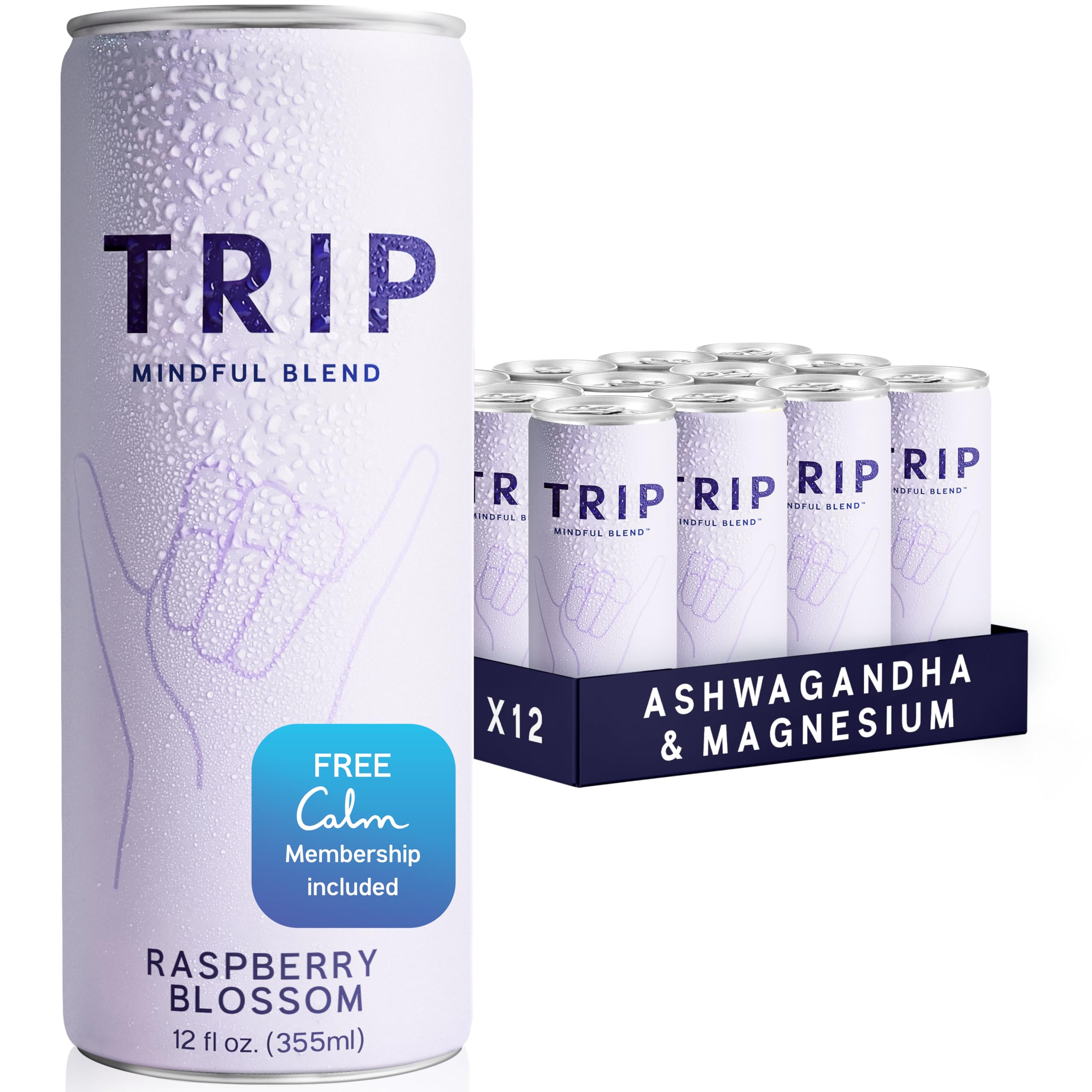 Trip Raspberry Blossom Adaptogen Seltzer 12oz Cans 12-Pack