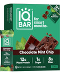 IQBAR Protein Bars Chocolate Mint Chip High Fiber Plant Based Snacks, Gluten Free, Dairy Free, Vegan, Soy Free