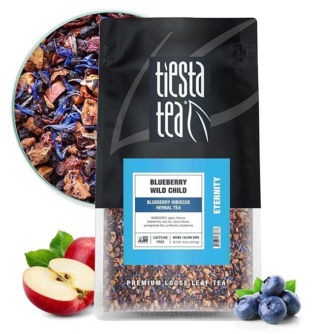 Tiesta Tea Blueberry Wild Child, Loose Leaf, Blueberry Hibiscus Herbal Tea, Premium Non-Caffeinated Blend, 16oz