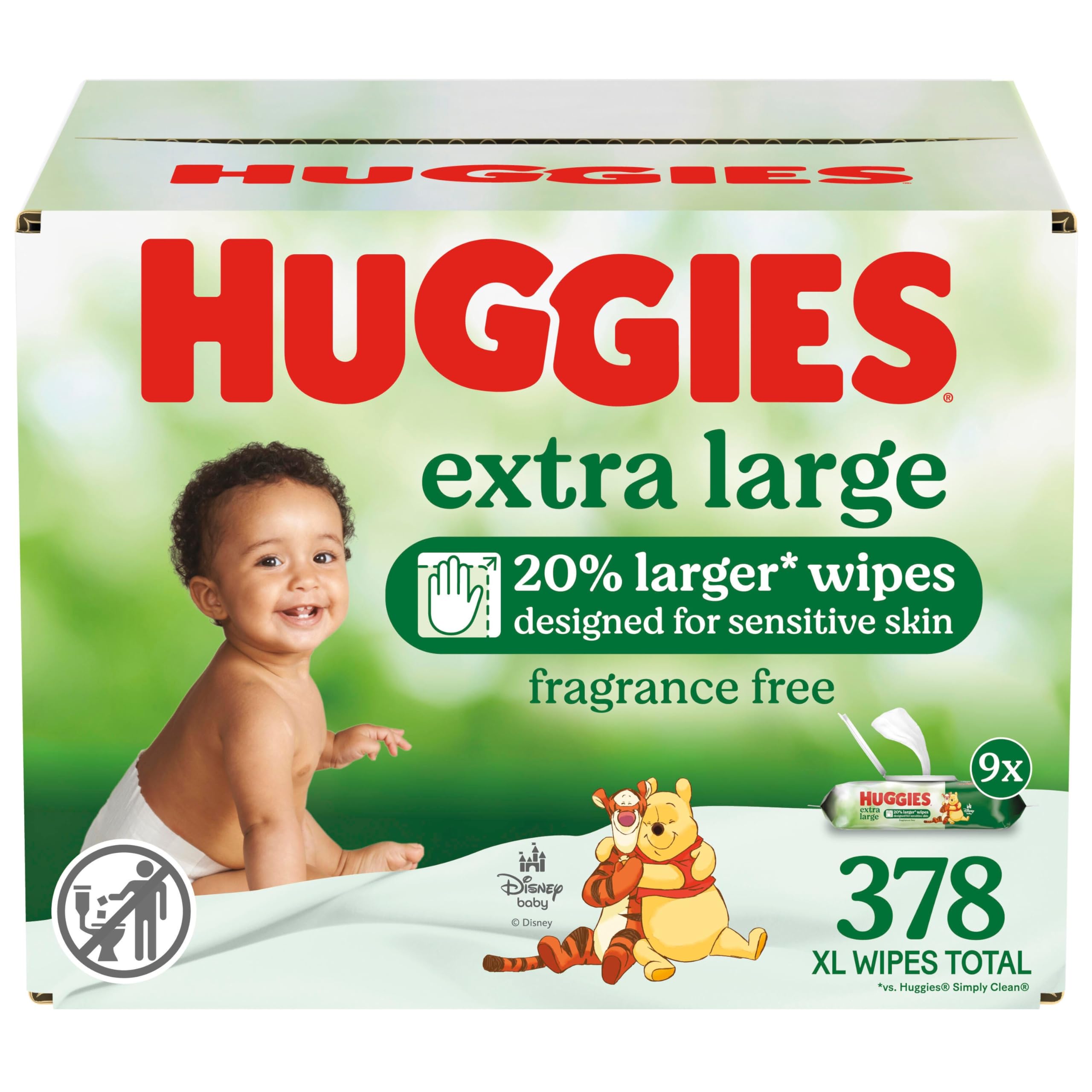 Huggies Unscented Extra Large Baby Wipes 378 Total