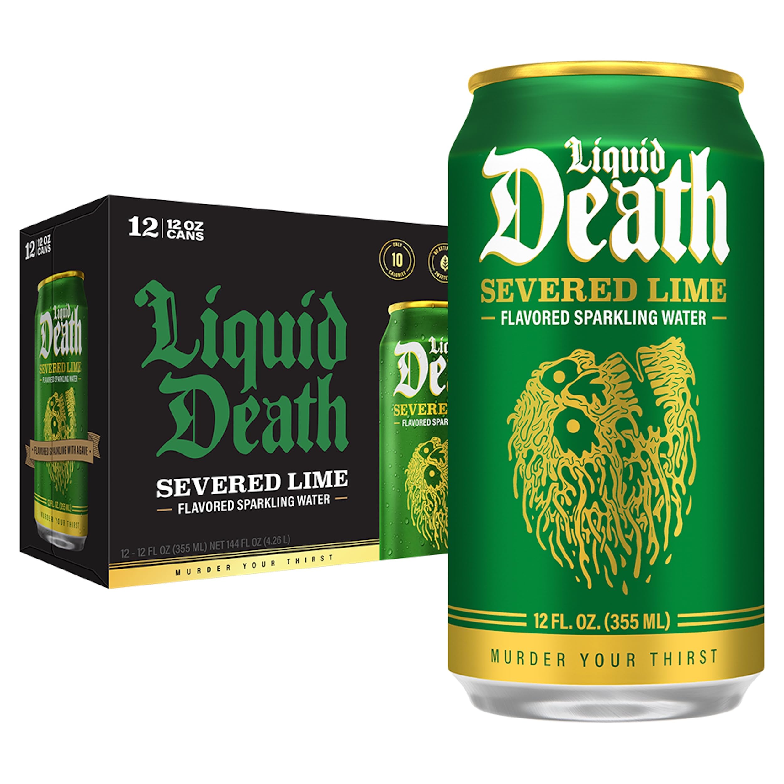 Liquid Death Severed Lime Sparkling Water 12oz 12 Pack