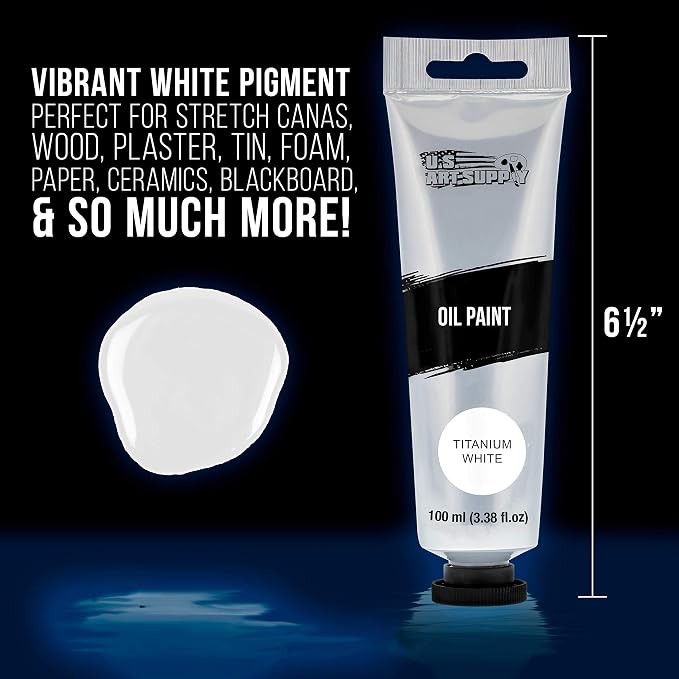 U.S. Art Supply Titanium White Oil Paint 3.38oz