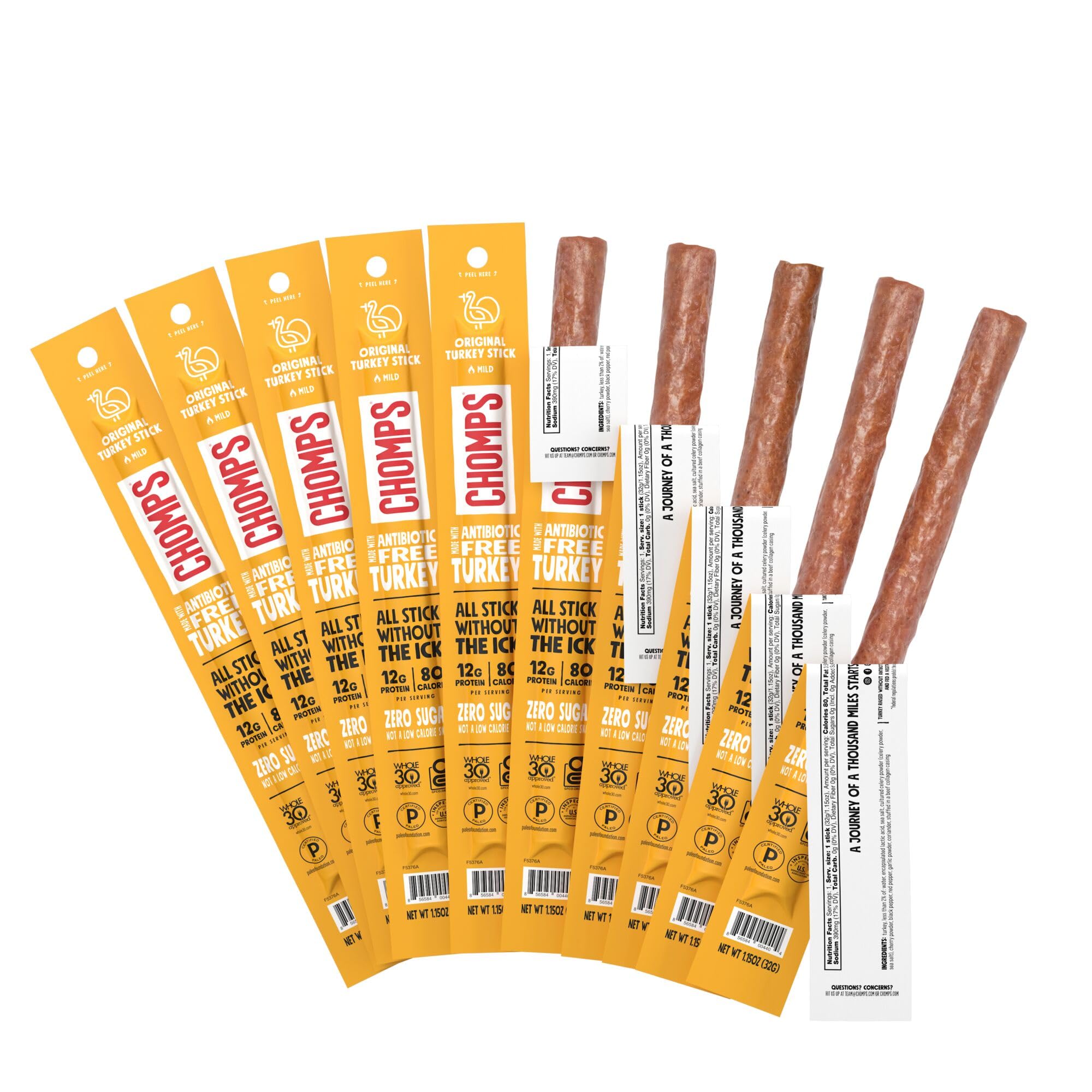 Chomps Original Turkey Jerky Sticks 10-Pack