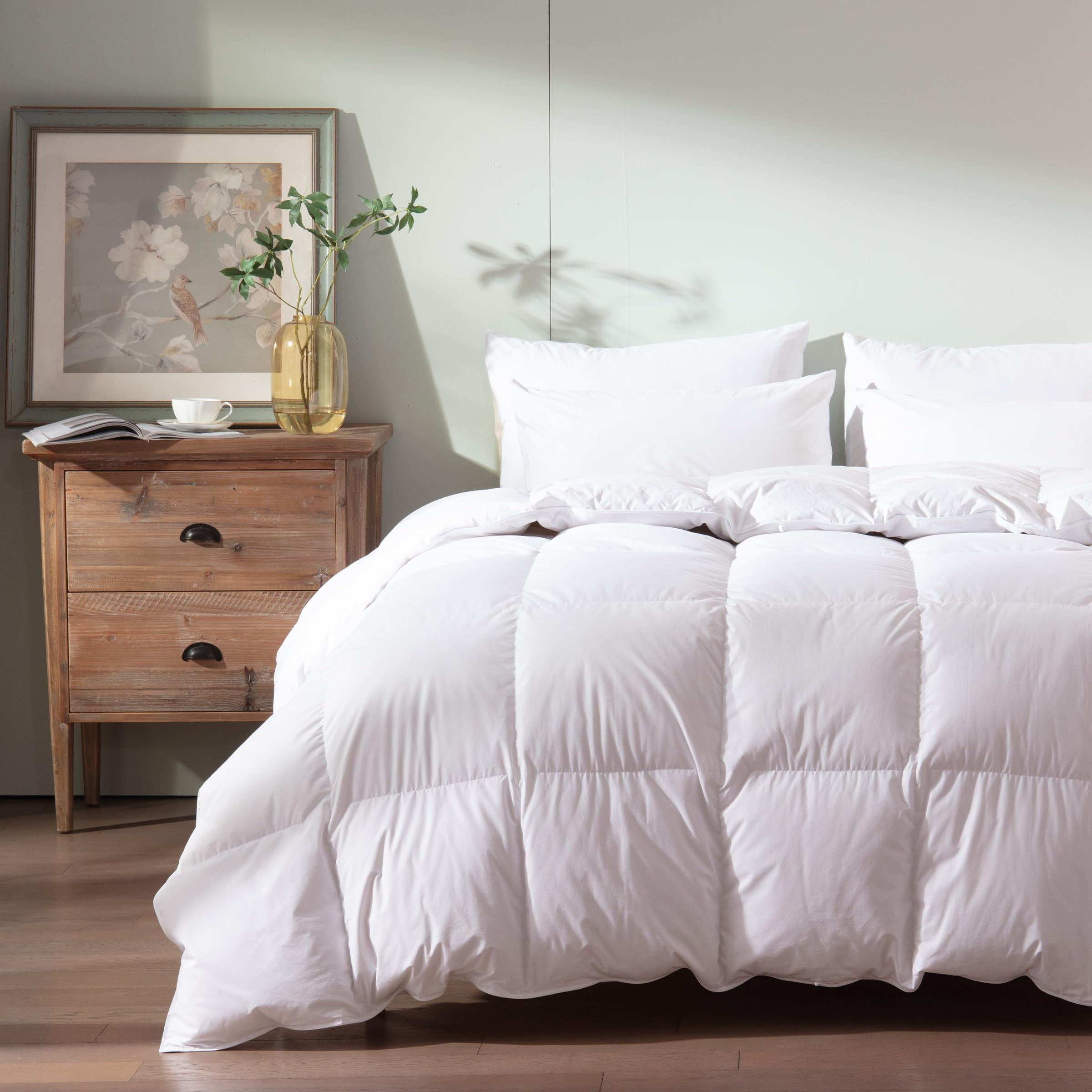 WENERSI Grey Feather Down Queen Comforter