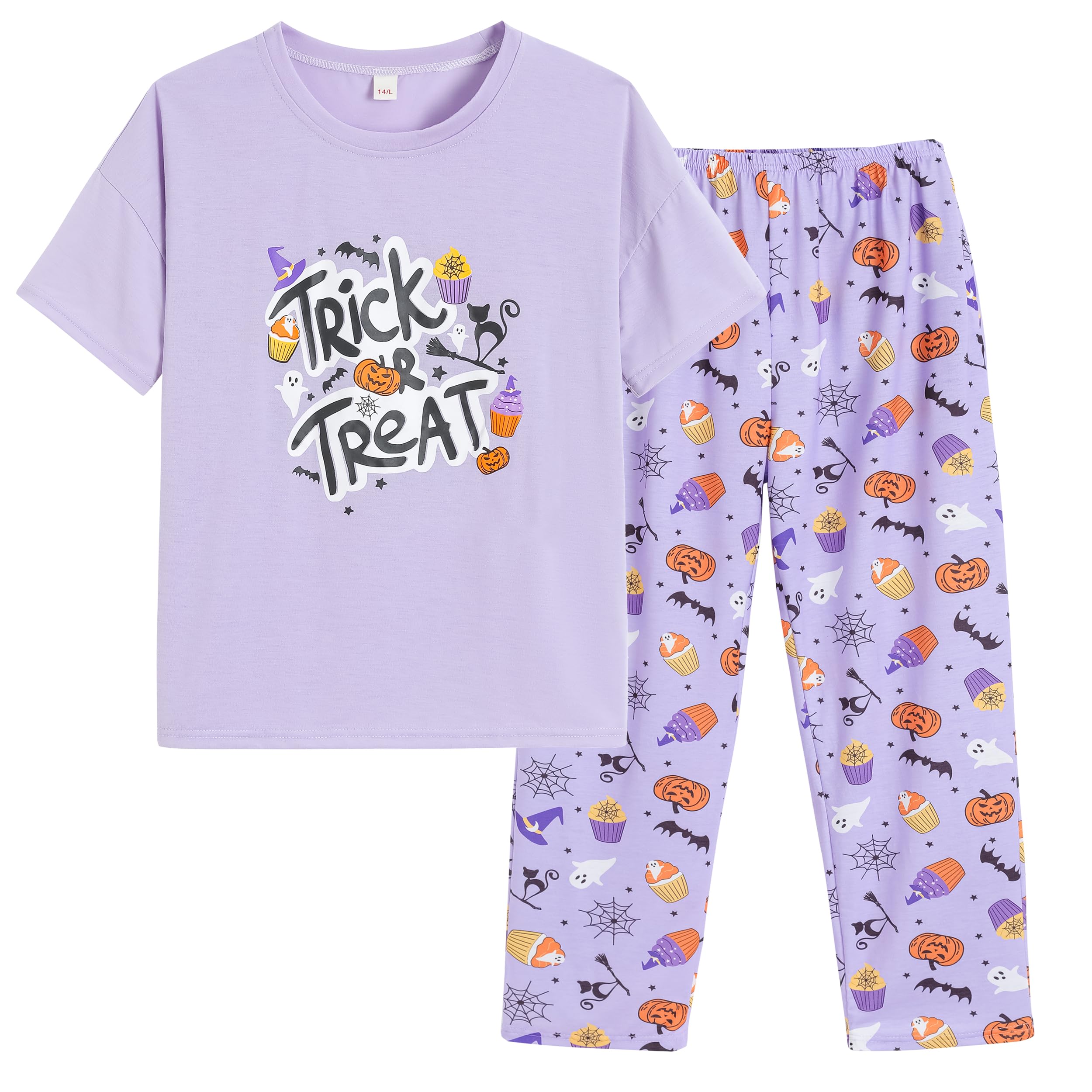 Vopmocld Girls Short Sleeve Pajama Set Purple Cake Size 16