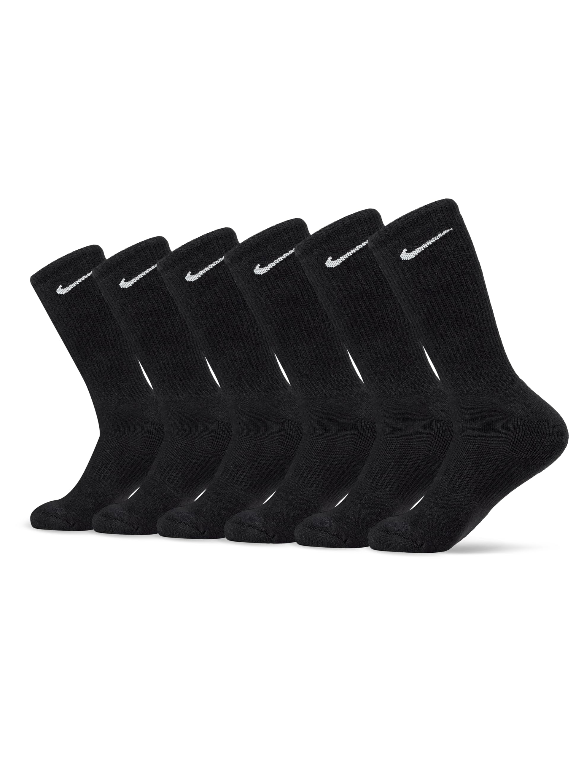 Nike Everyday Cushioned Crew Socks 6-Pack Black Large