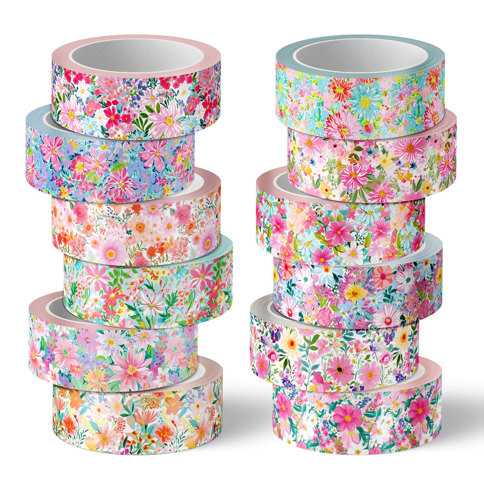 12-Roll Floral Watercolor Washi Tape Set