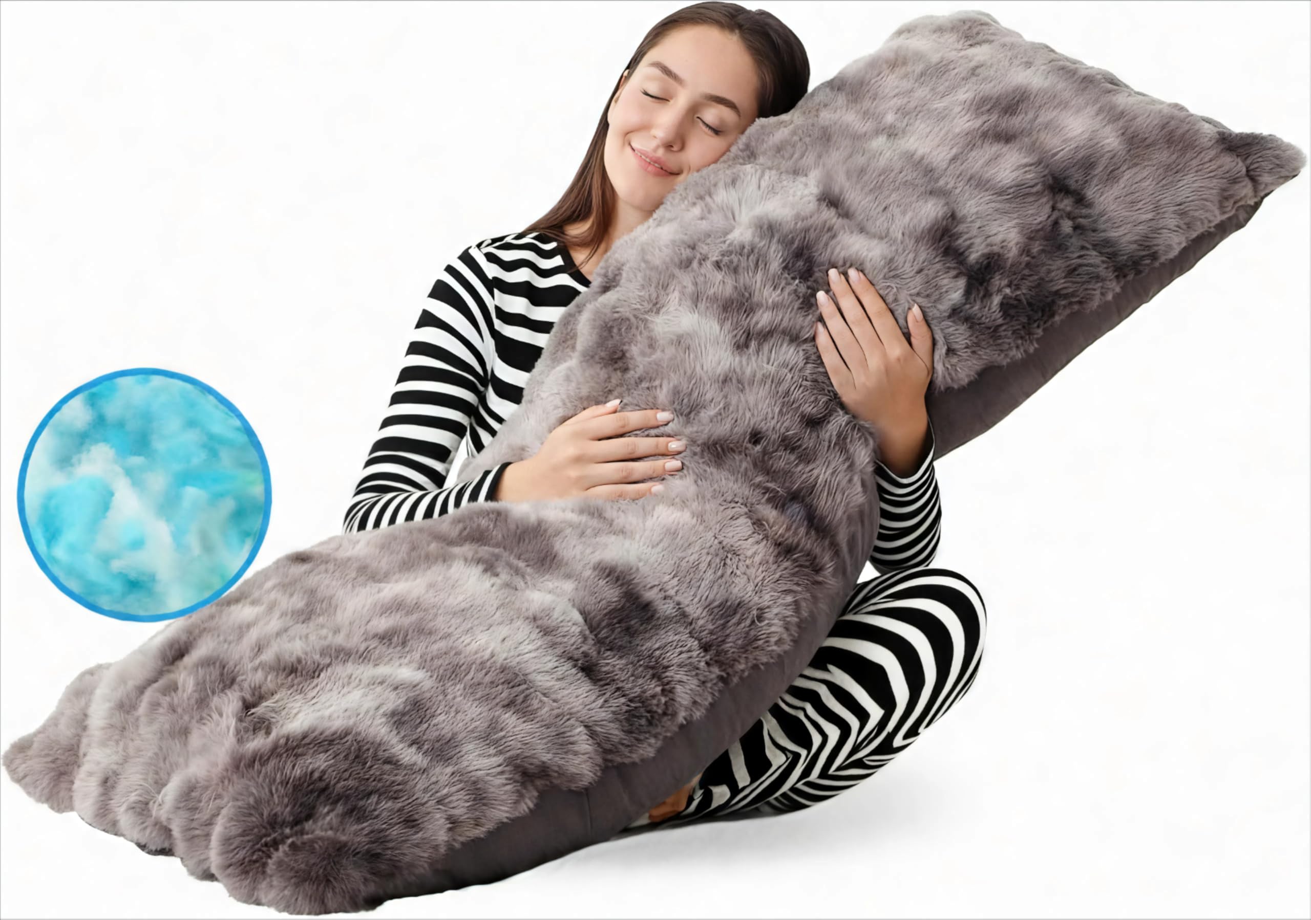 ZonLi Adjustable Grey Faux Fur Body Pillow