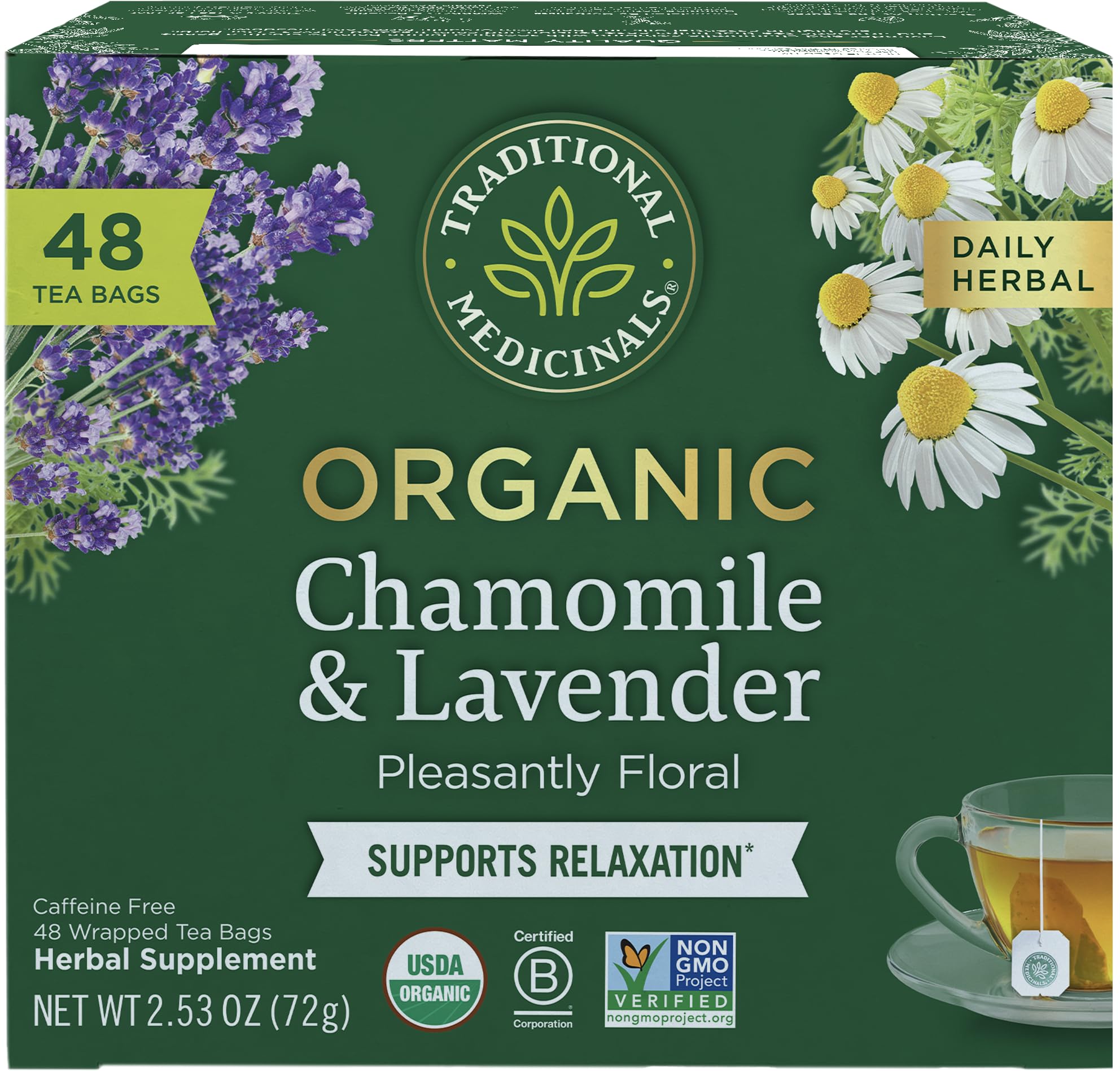 Traditional Medicinals Chamomile & Lavender Tea 48 Bags