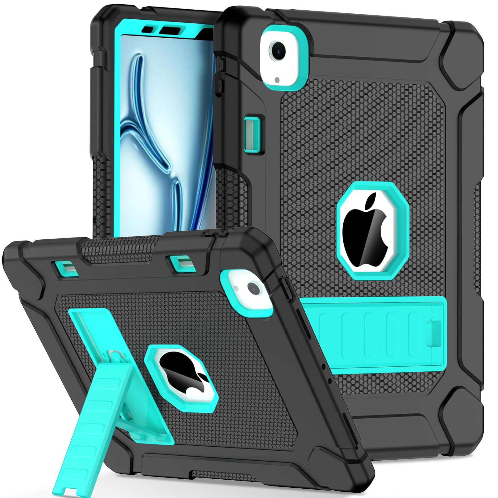 LTROP iPad Air 11/10.9 Inch Case Kickstand Black Turquoise