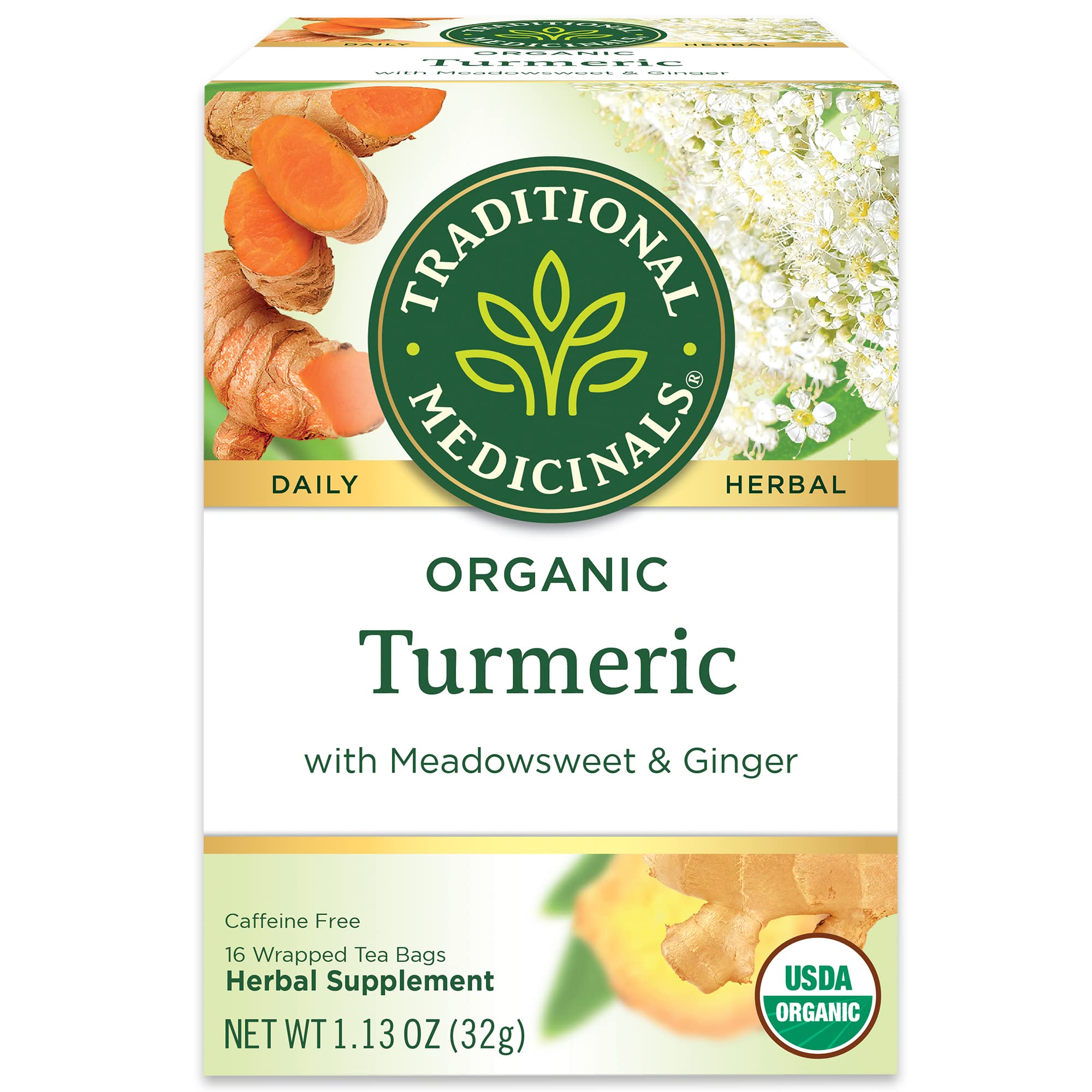 Traditional Medicinals Turmeric Ginger Meadowsweet Tea 16 Bags