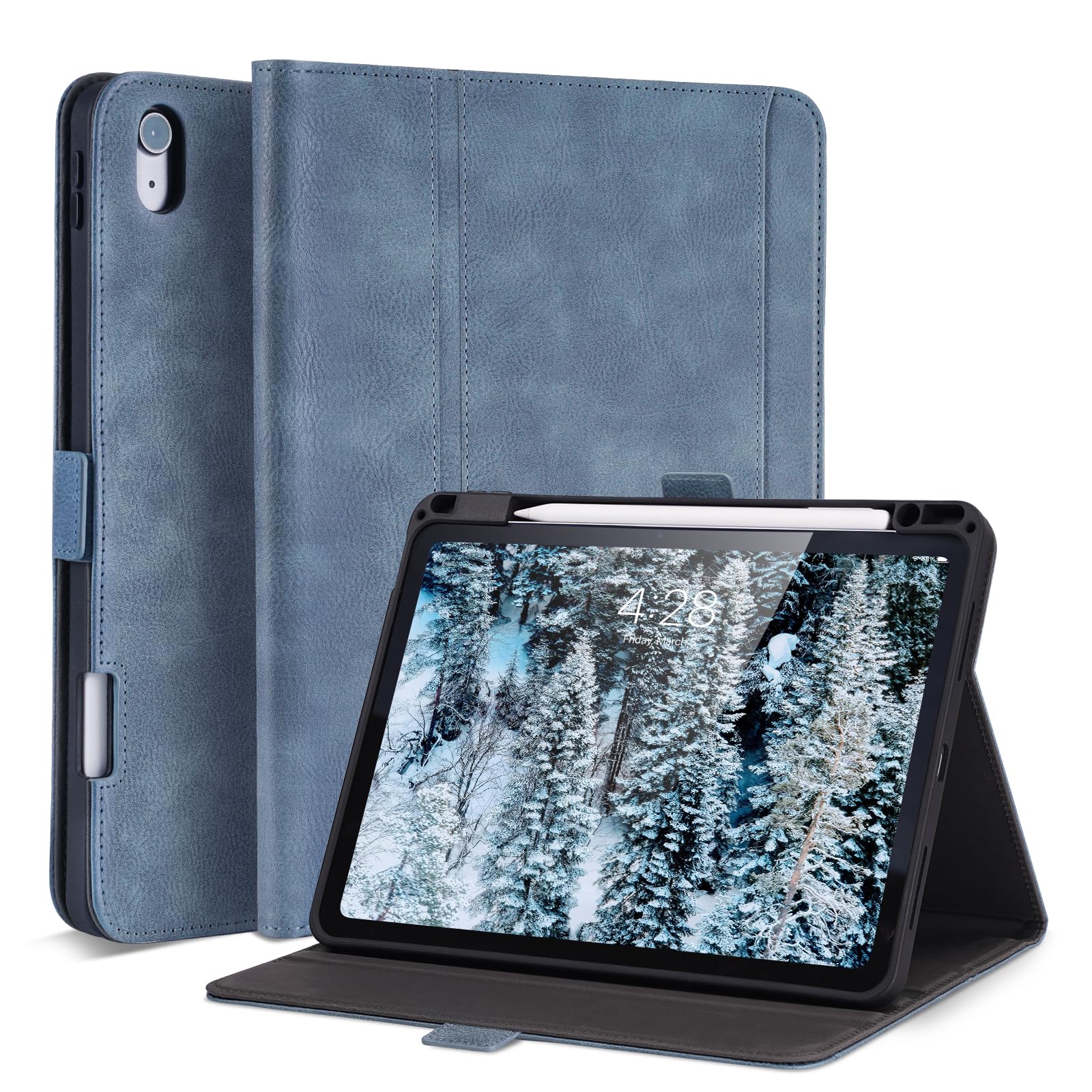 AsileCuir iPad Air 11/10.9 Inch Vegan Leather Case Blue