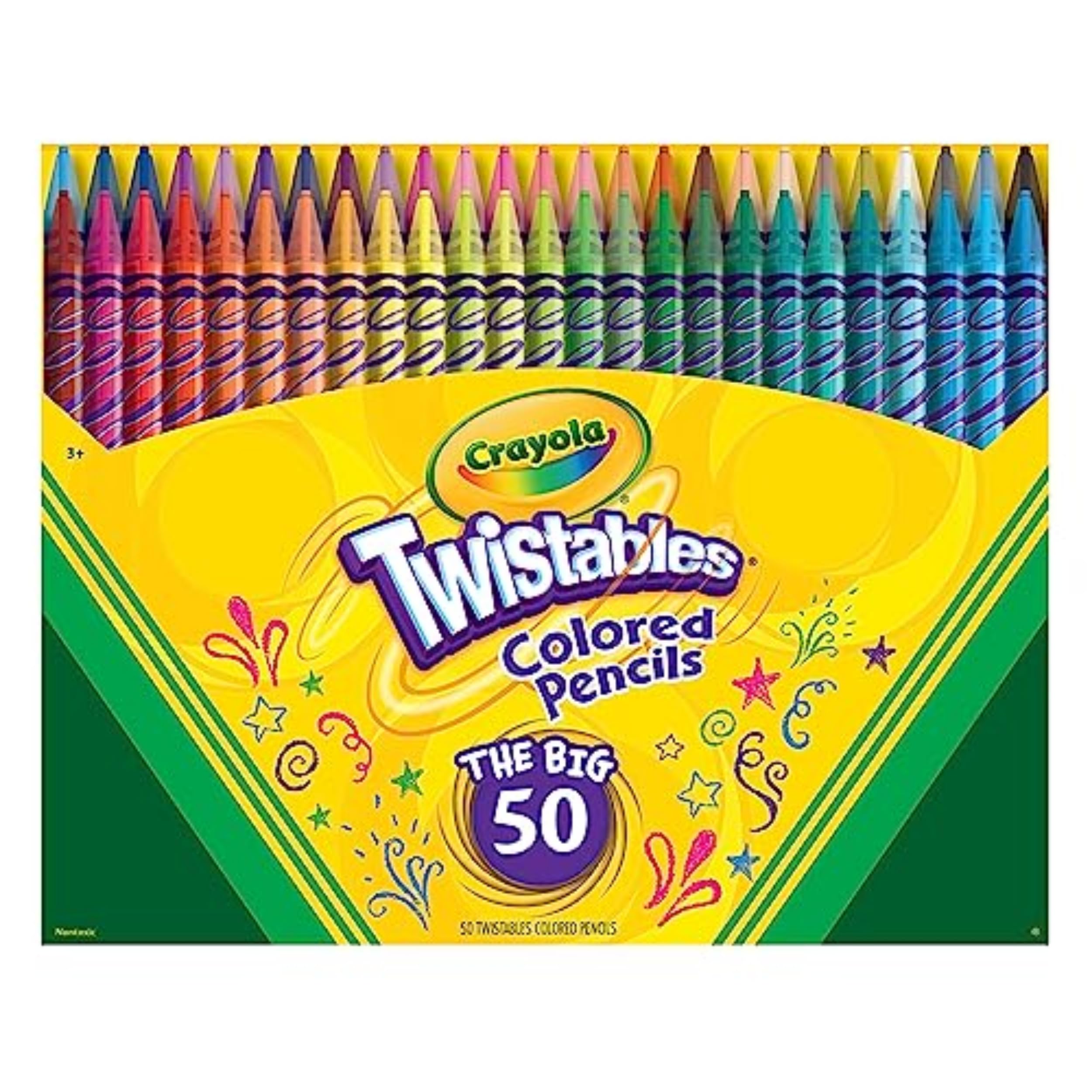 Crayola Twistables Colored Pencil Set (50ct), No Sharpen Colored Pencils For Kids, Kids Art Supplies for Back to School, 4+ [Amazon Exclusive]