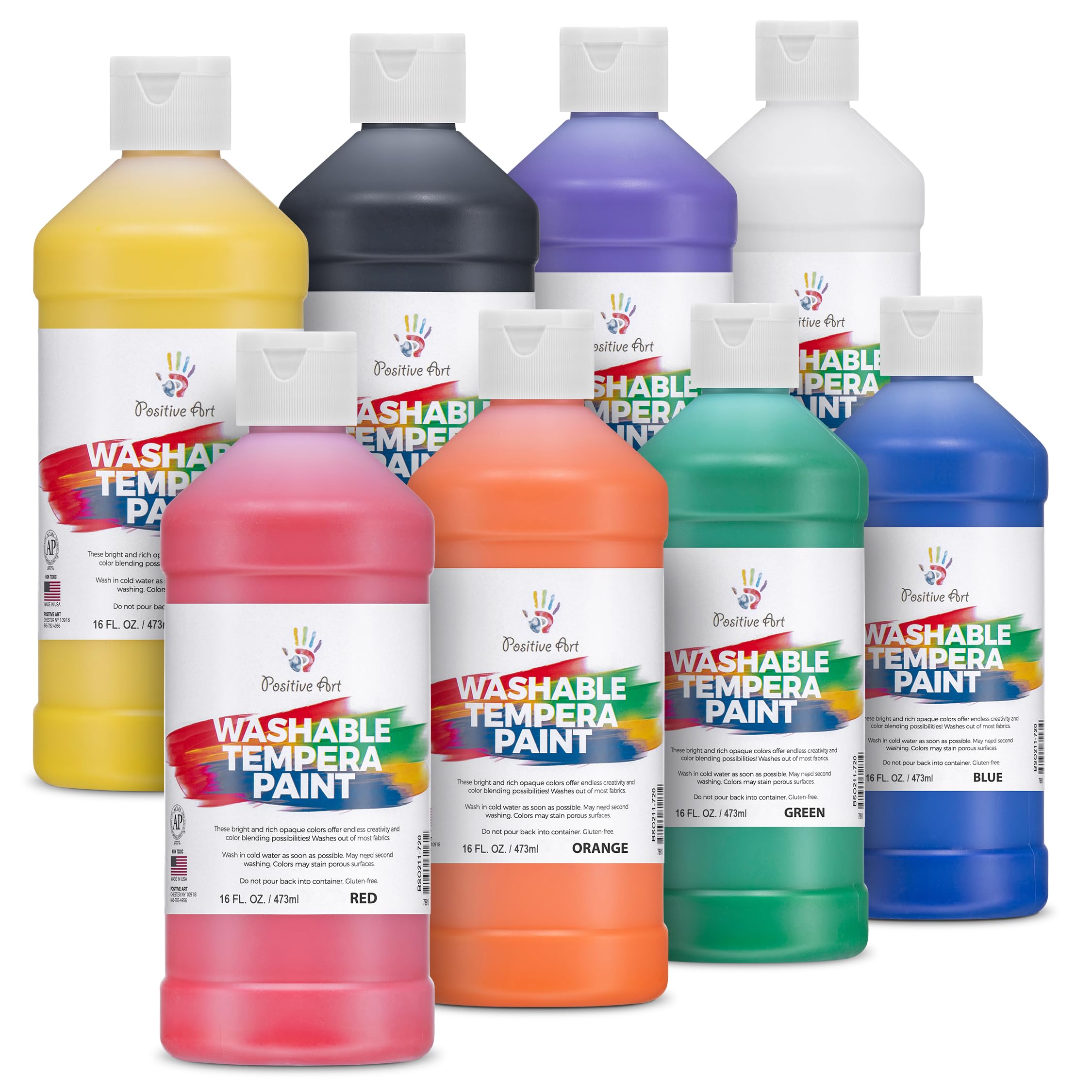 Positive Art Washable Tempera Paint 8 Colors
