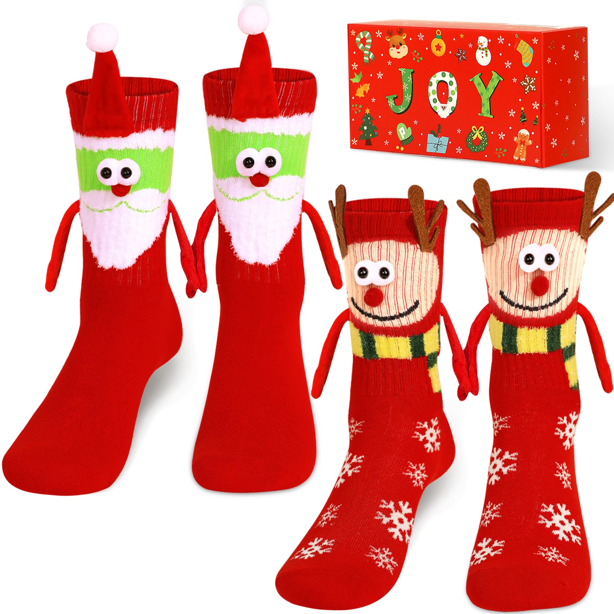 U-Goforst Christmas Hand-Holding Socks 2-Pair Kids 9-12