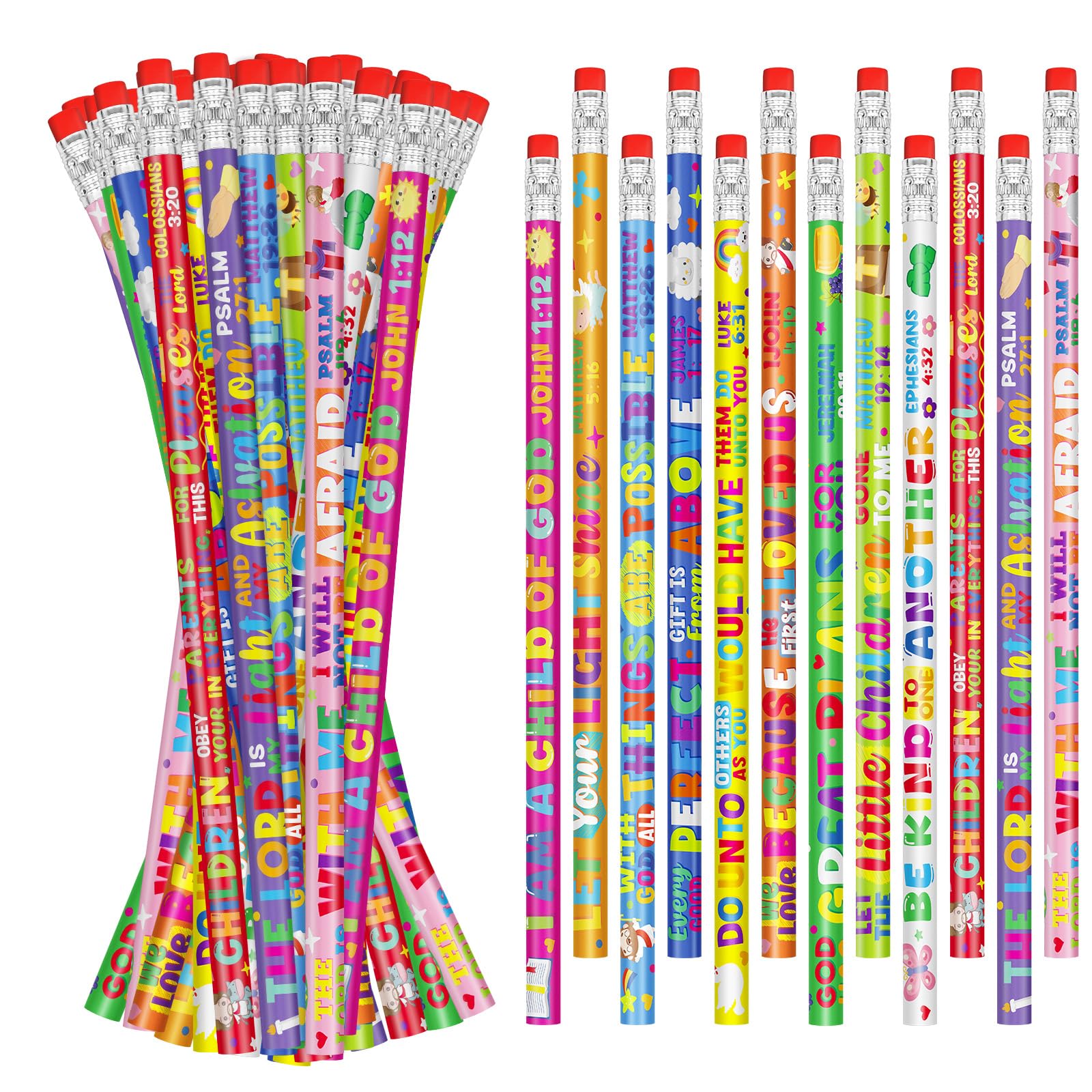Cinrobiye Bible Pencils with Erasers 100-Pack