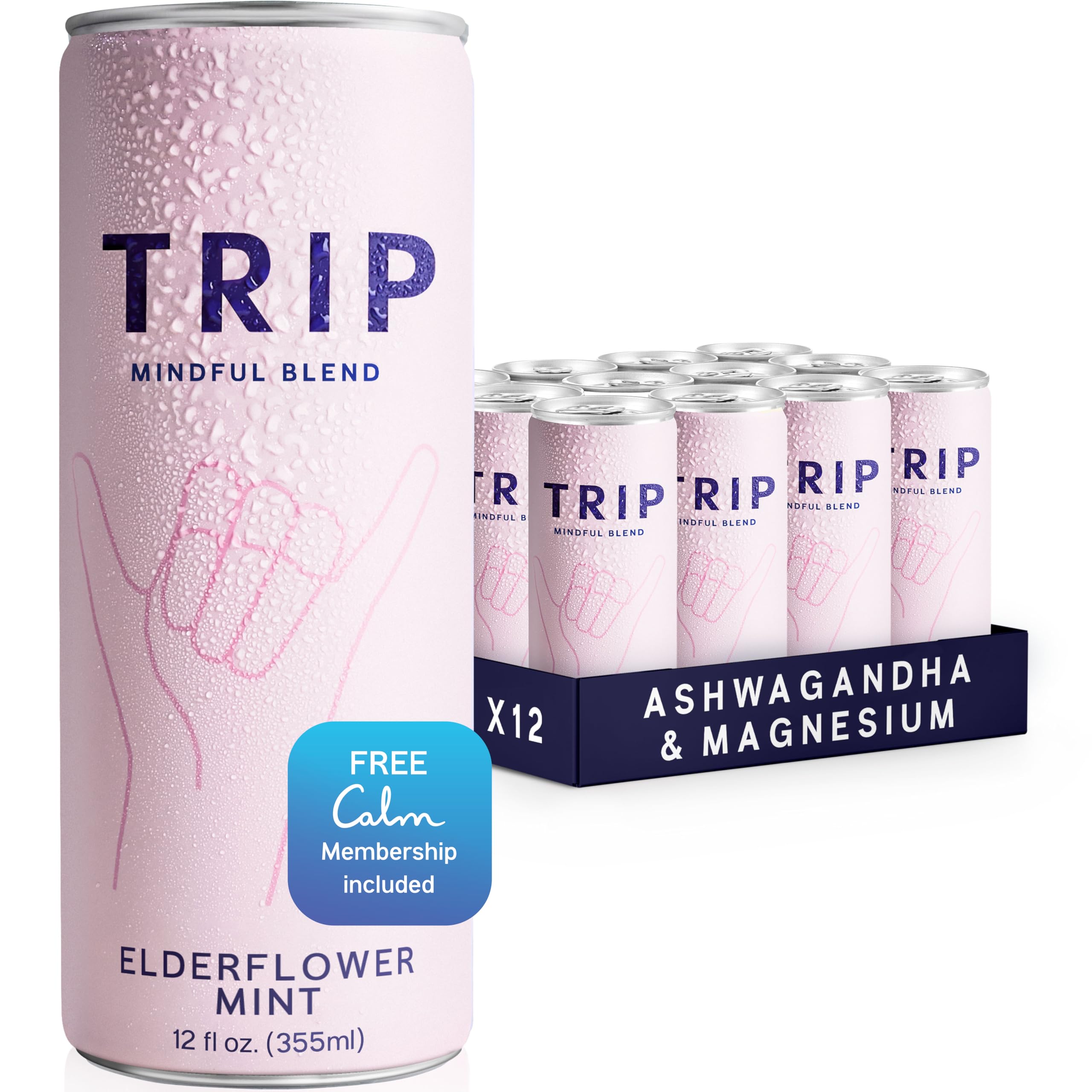 Trip Elderflower Mint Adaptogen Seltzer 12oz Cans 12-Pack