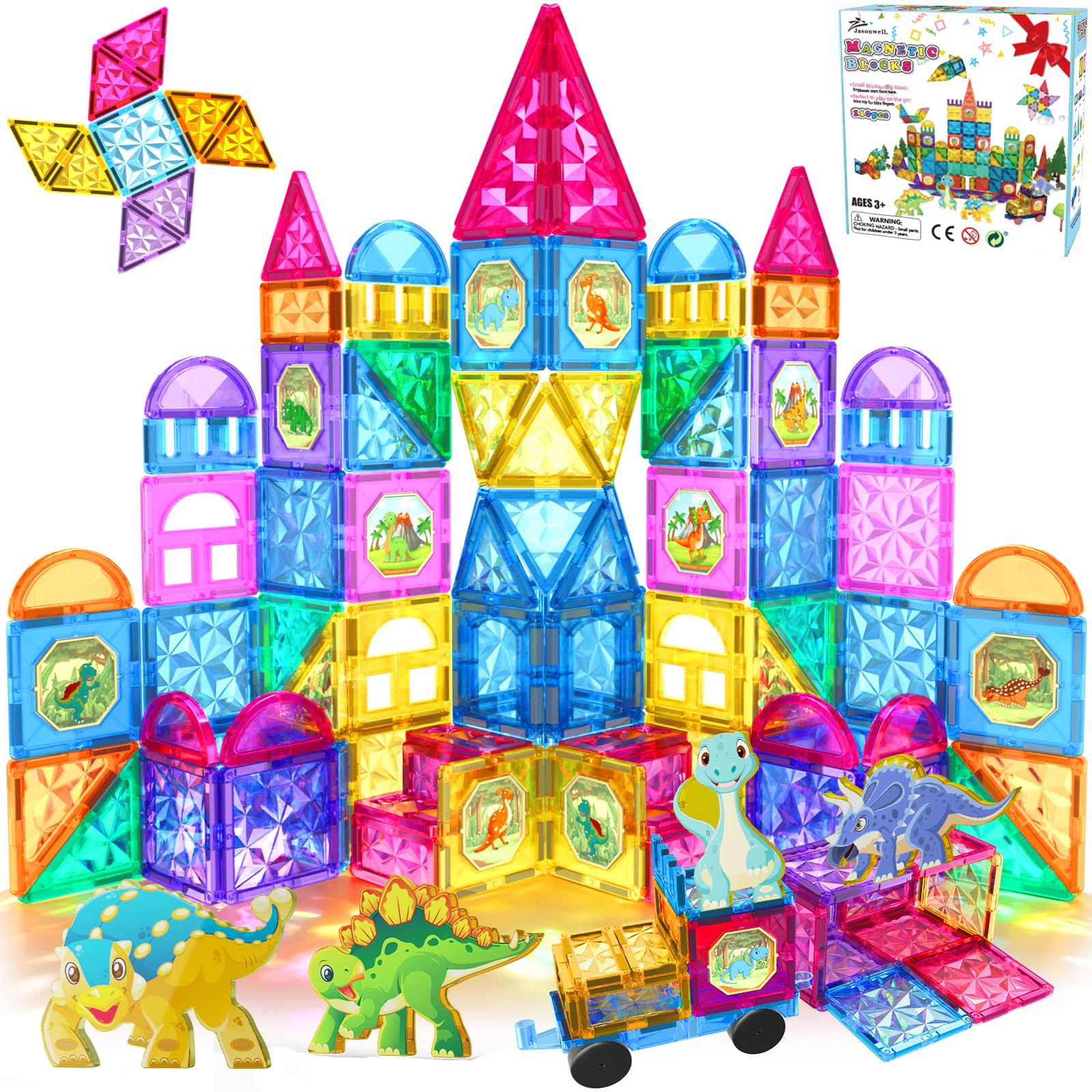 Jasonwell Magnetic Tiles Building Blocks 110-Piece