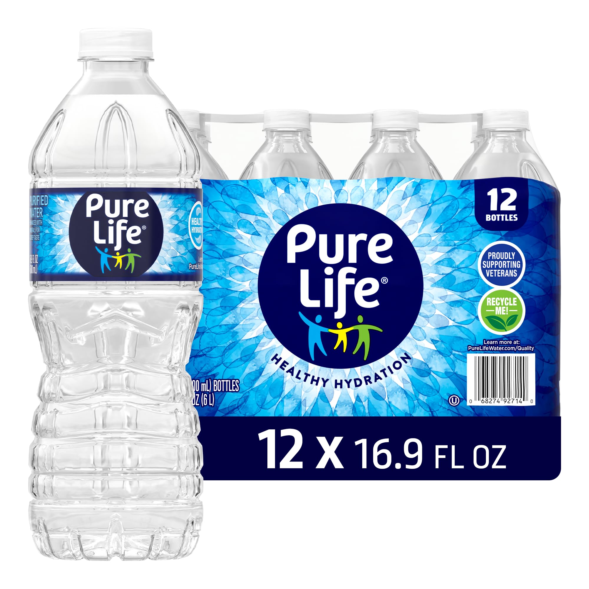 Pure Life Purified Water Bottles 16.9oz 12 Pack