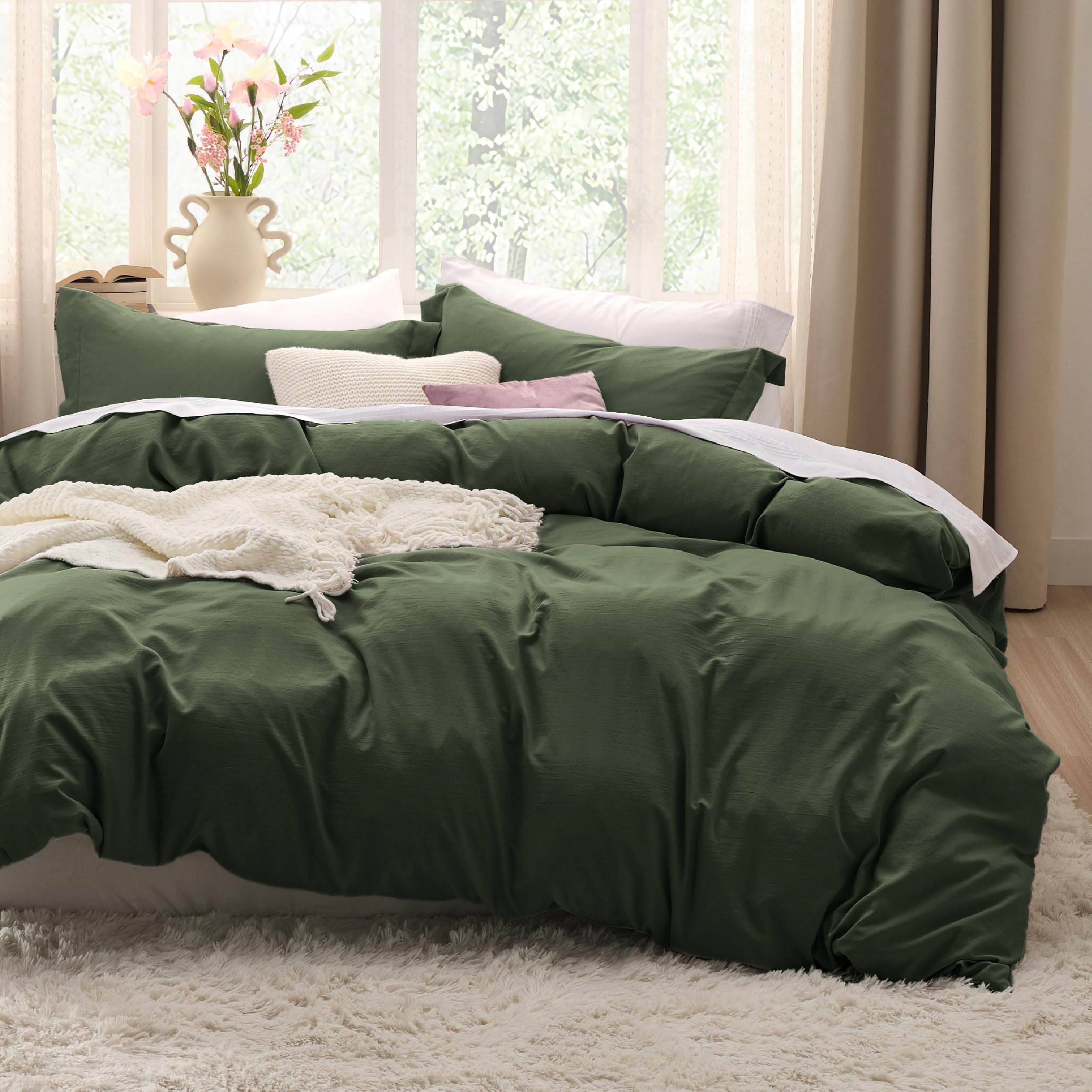 Bedsure Olive Green King Duvet Cover Set