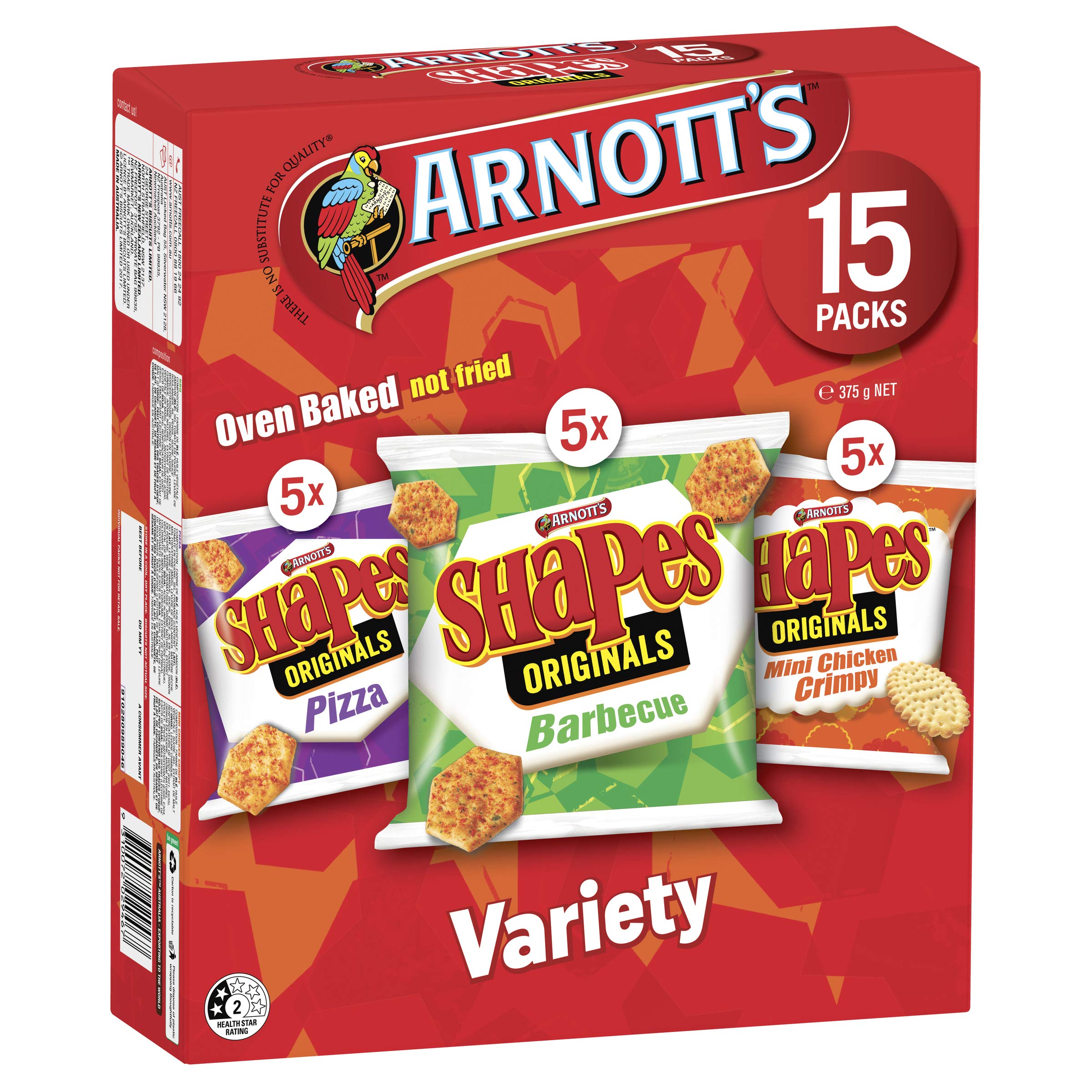 Arnott's Shapes Variety Biscuits 15-Pack 375g