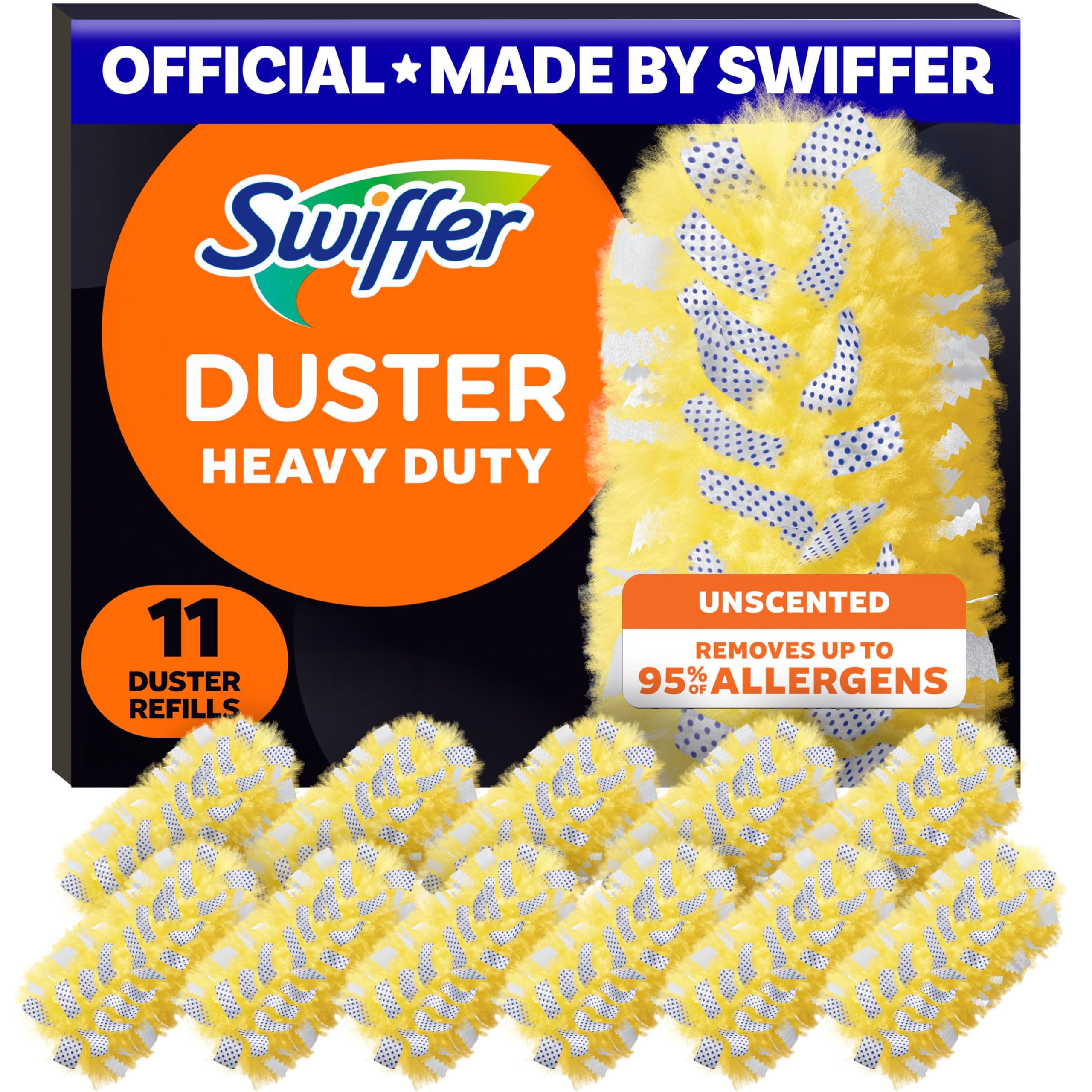Swiffer Dusters Heavy Duty Multi-Surface Duster Refills for Cleaning, Unscented, 11 Count