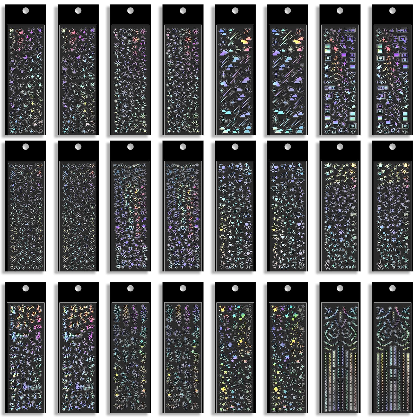 24-Sheet Holographic Kpop Photocard Deco Stickers