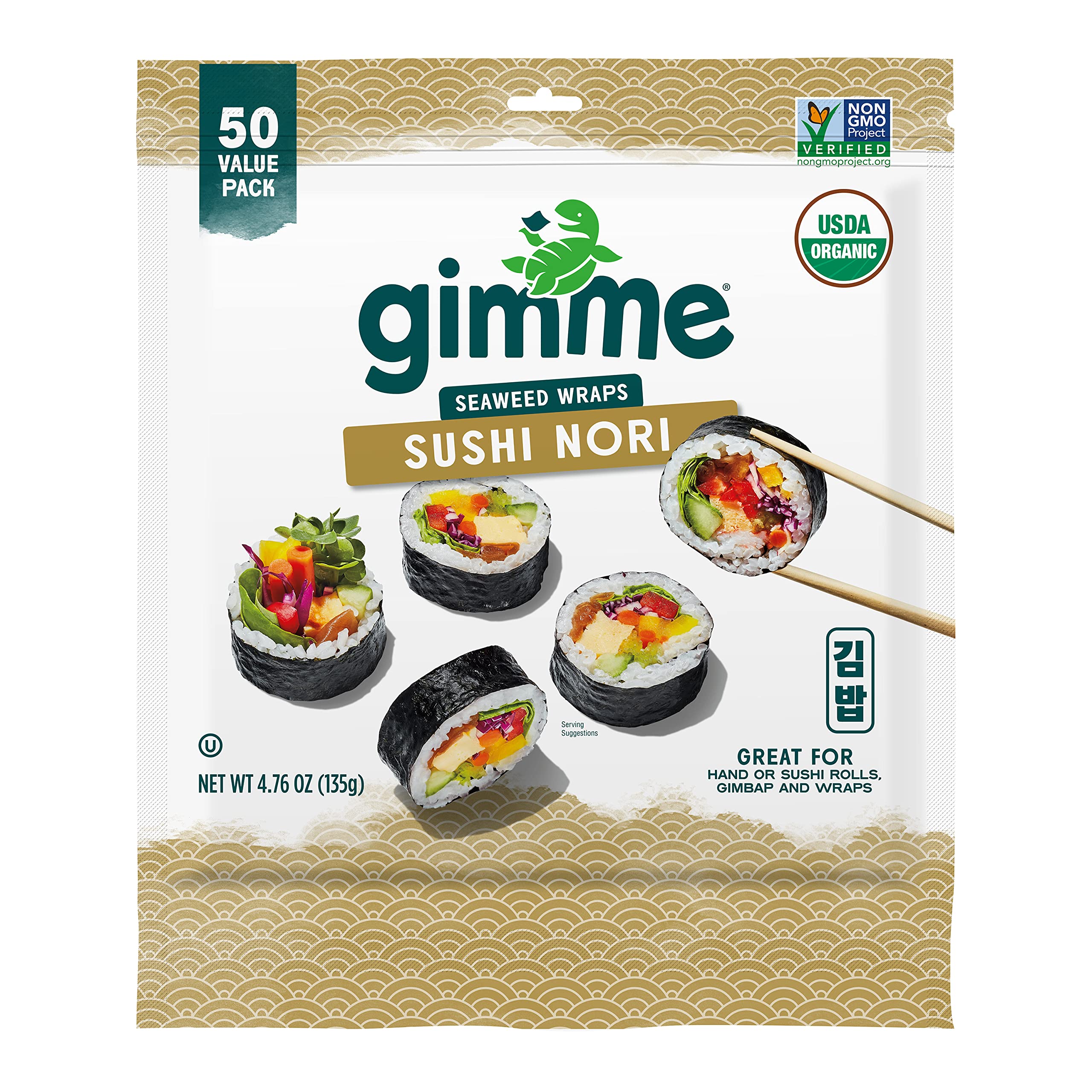 Gimme Organic Roasted Seaweed Nori 50 Sheets