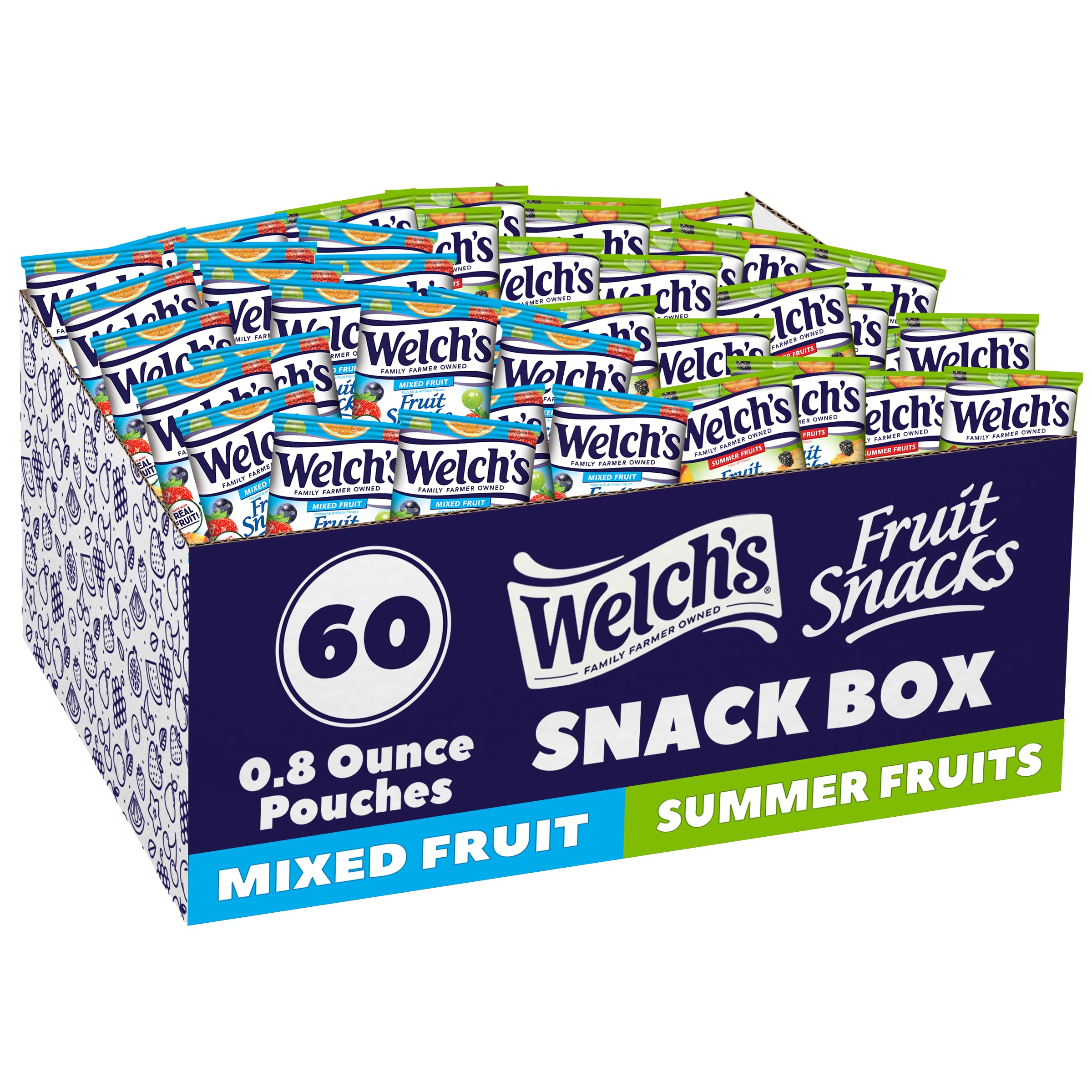 Welch's Fruit Snacks Mixed Summer Variety 0.8oz 60 Pack
