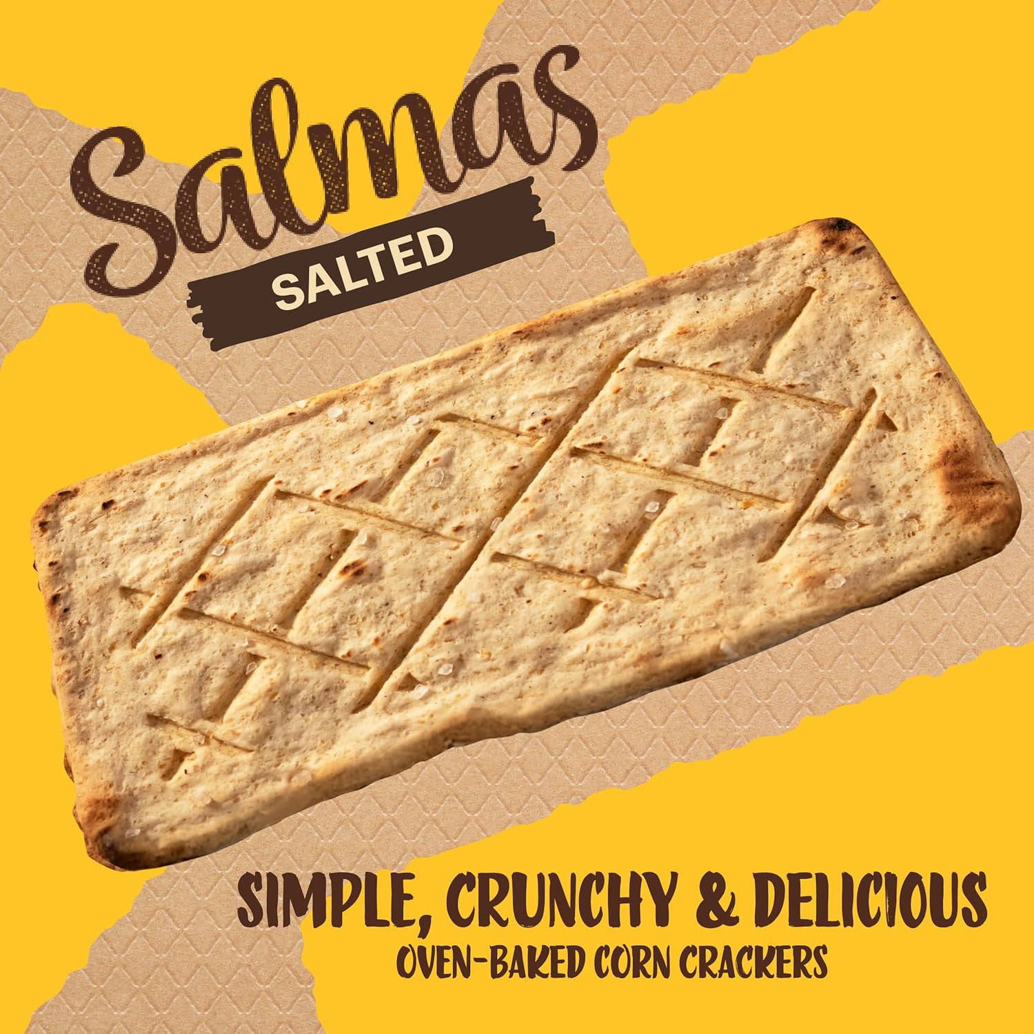 Sanissimo Salmas Salted, 3 Crackers, Oven Baked Corn Crackers, Gluten Free, Non GMO, Kosher Certified, .63oz