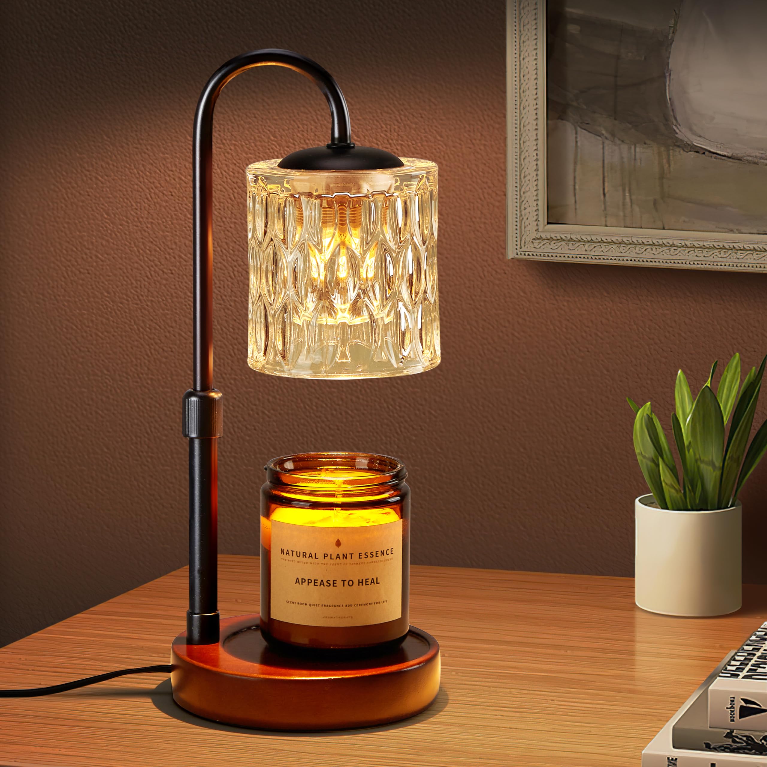 Briever Dimmable Candle Warmer Lamp Walnut Base
