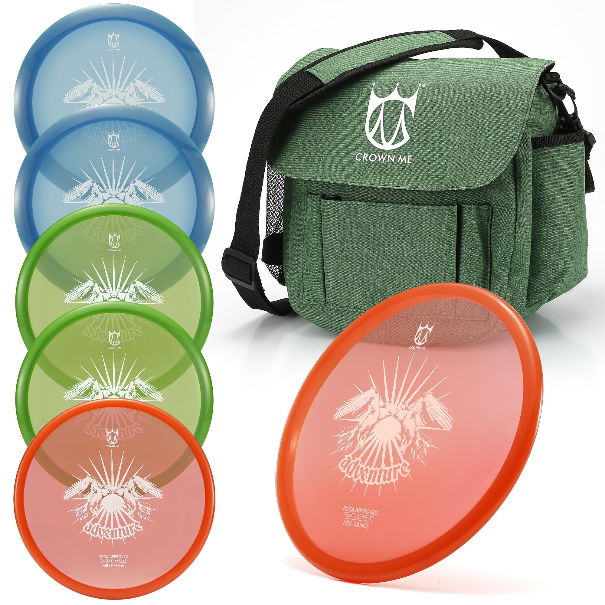 CROWN ME PDGA Approved Disc Golf Set 6 Discs Bag