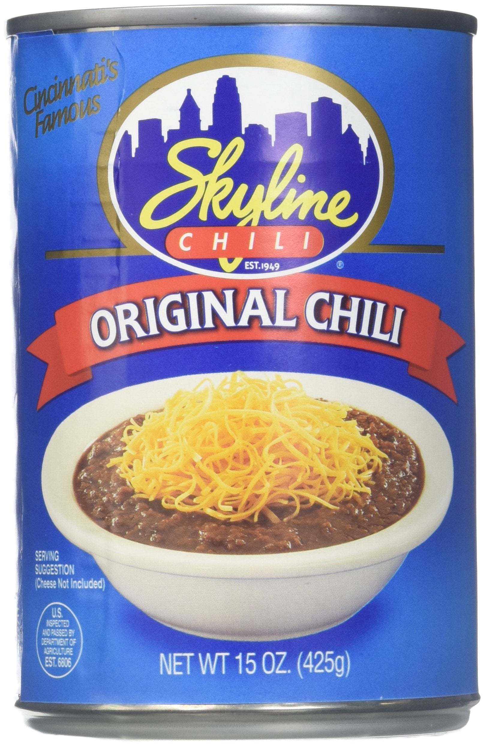 Skyline Chili, 15 oz Cans (4-Pack) Ã¢Â€Â“ Authentic Cincinnati-Style Ground Beef, No Beans, High-Protein Hot Dog Sauce, Ready to Heat