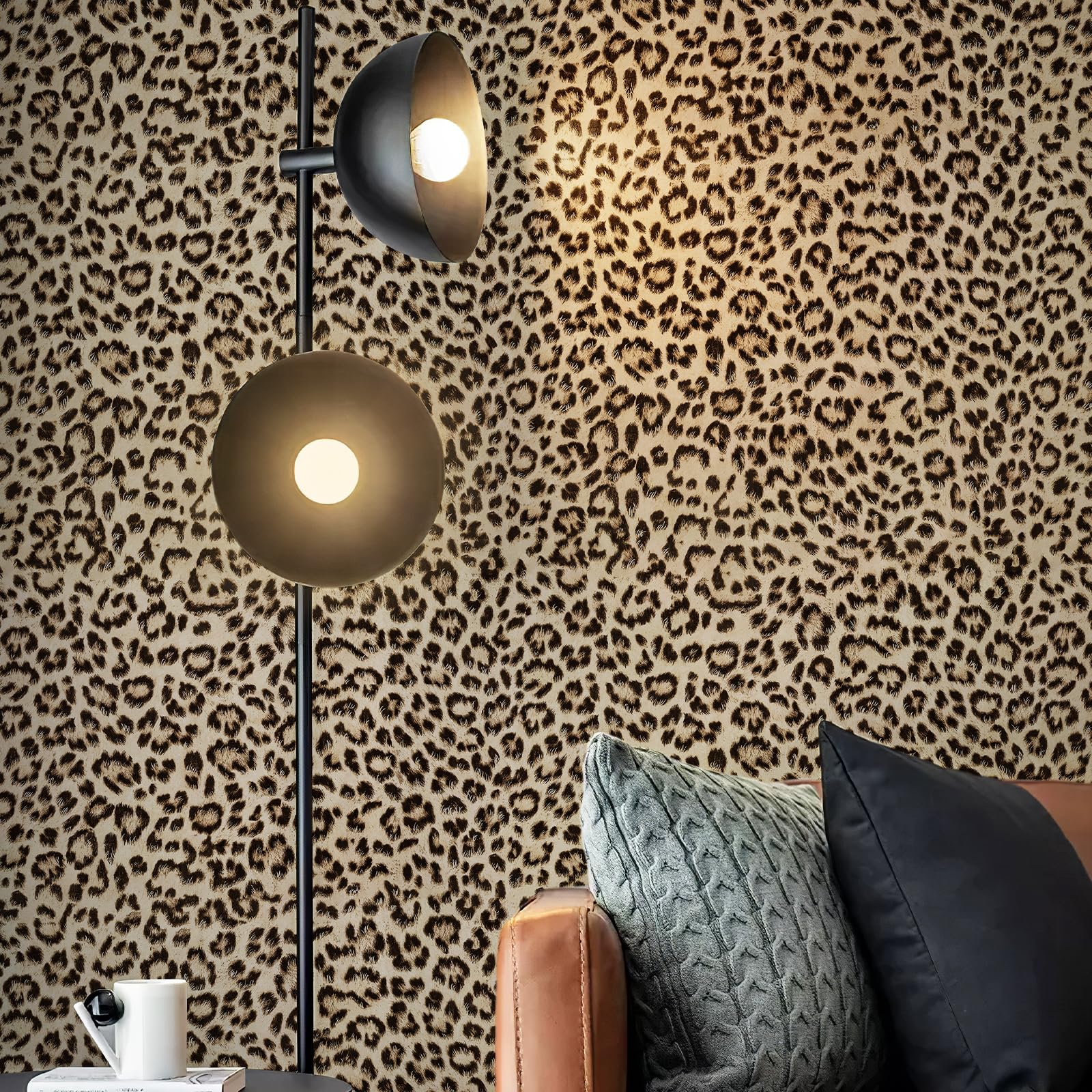 JiffDiff Leopard Print Peel Stick Wallpaper 17.3x480