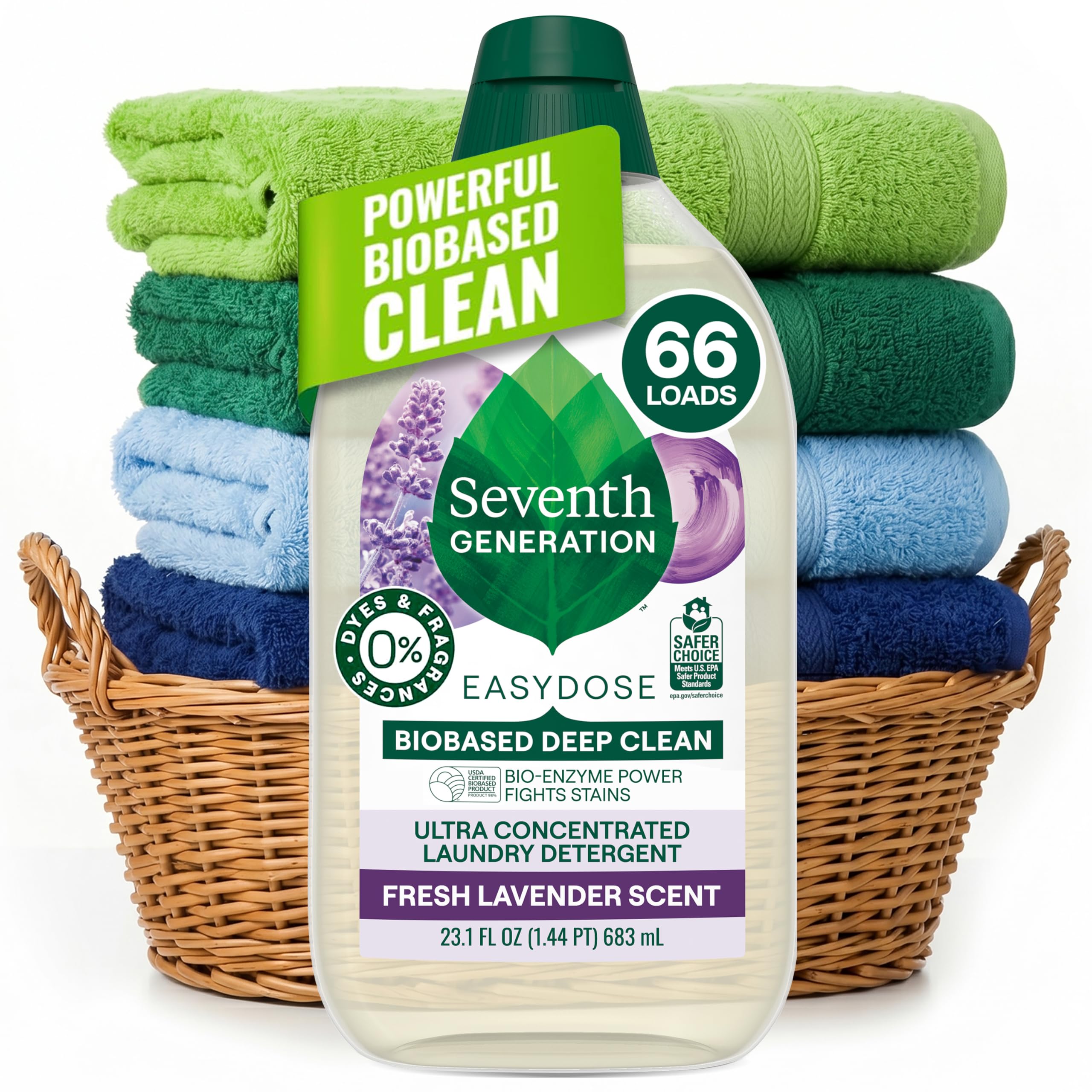 Seventh Generation EasyDose Laundry Detergent Fresh Lavender Ultra Concentrated Washing Detergent 23.1 oz