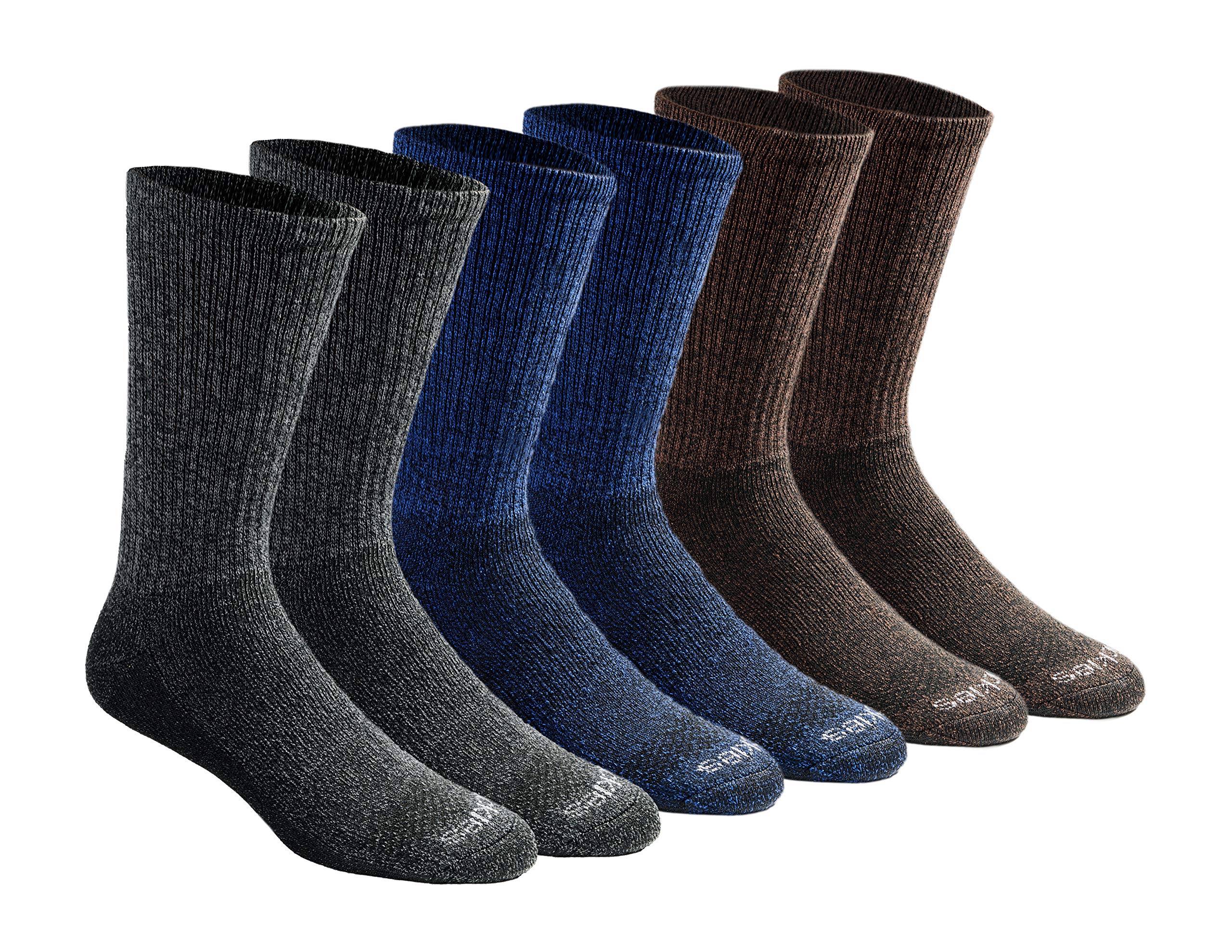 Dickies Dri-Tech Moisture Control Crew Socks Grey Blue Brown 6-Pack Large