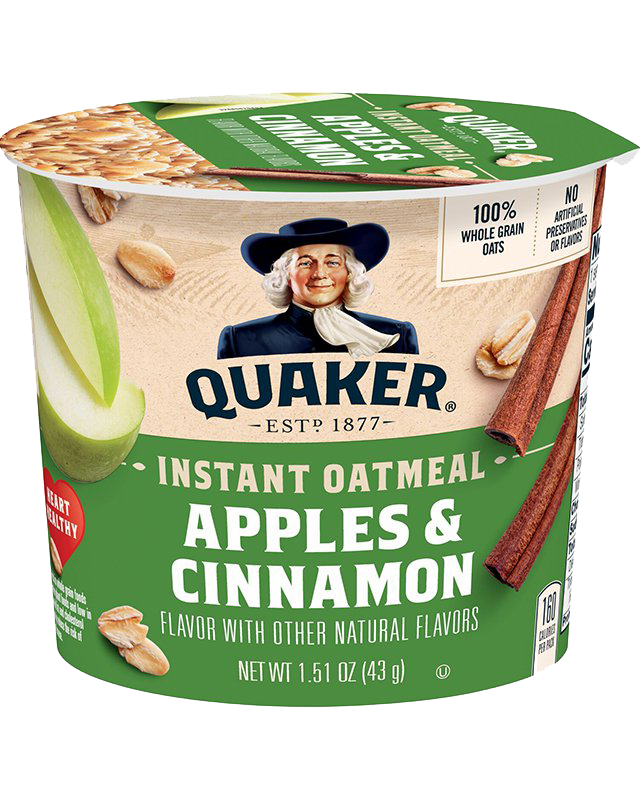 quaker Instant Oatmeal Express Cup, Apples & Cinnamon, Breakfast Cereal