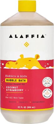 Alaffia Babies & Kids Bubble Bath Virgin Coconut Oil Coconut Strawberry For All Skin Types 32oz